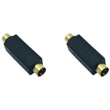 2x S-video Male To Rca Female Composite Video Adapter Plug Converter, Mini Din 4 Pin Coupler Extens