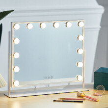 Tabletop Freestanding Makeup Mirror with 14 LED Lights 360 Rotatable,55 x 45.5 CM