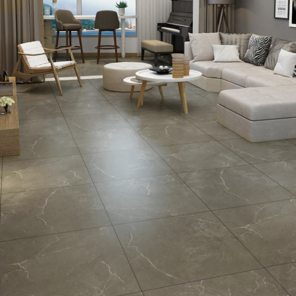 12Pcs Soil Color Marble Effect PVC Self Adhesive Floor Tiles