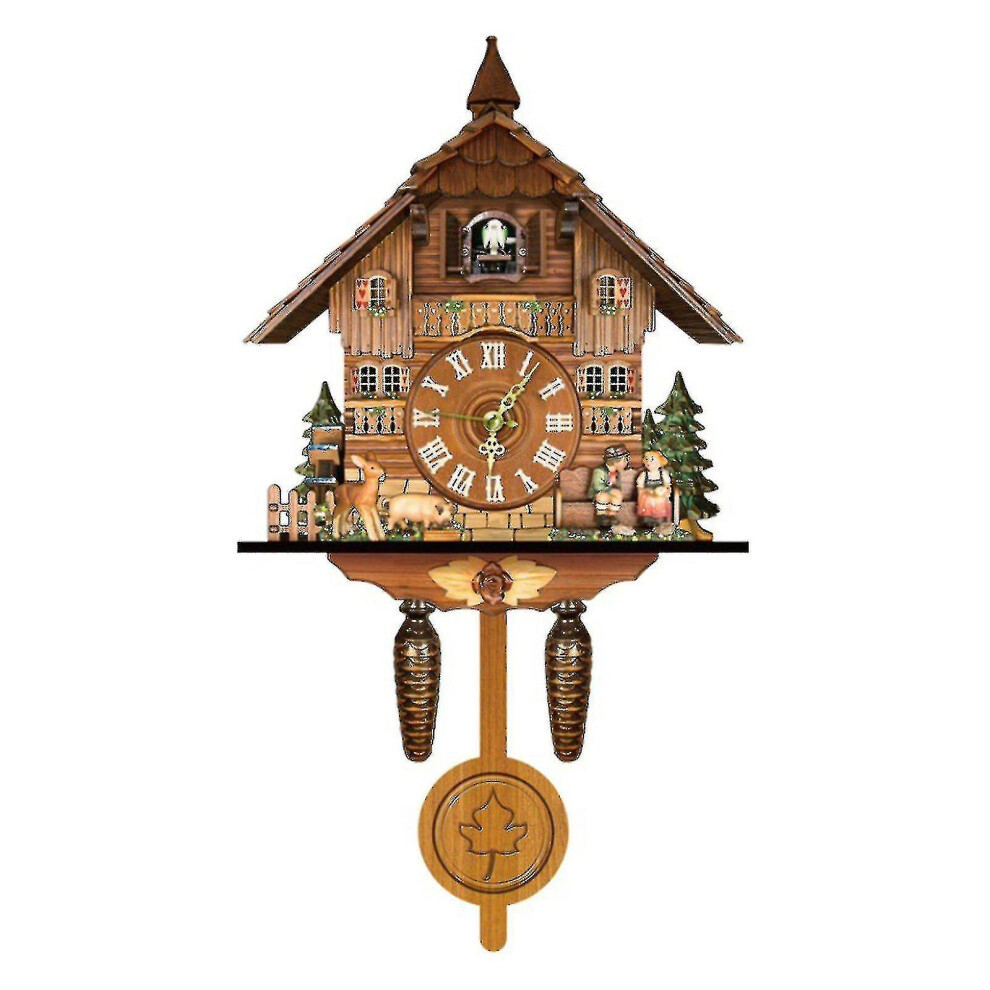 (CL303) German Black Forest Cuckoo Clock Retro Nordic Style Wooden Cuckoo Wall Clock E