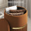 Homcom HOMCOM Round Pouffe, Storage Footstool with Cushioned Top, Light Brown 3
