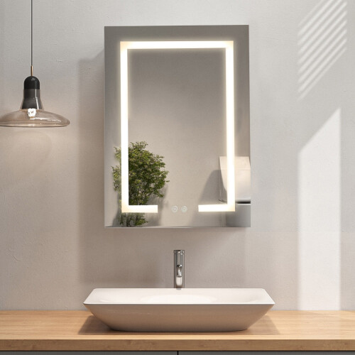 Living And Home Rectangular Dimmable LED Bathroom Mirror Cabinet 1
