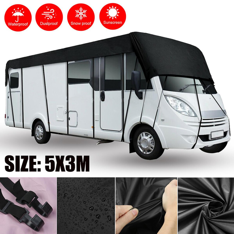 (5X3m) 2100D Caravan Motorhome Roof Protective Cover Protection Tarpaulin Waterproof 26Pcs Windbreak Belts For Rv Caravan 7364070910564