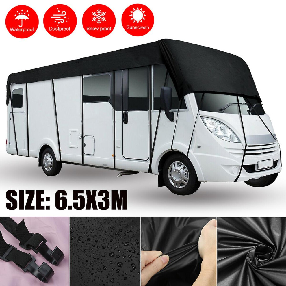(6.5X3m) 2100D Caravan Motorhome Roof Protective Cover Protection Tarpaulin Waterproof 26Pcs Windbreak Belts For Rv Caravan 7364070910571