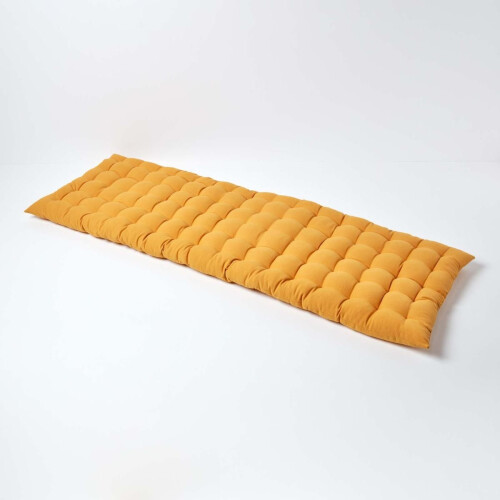 Homescapes (Three Seater, Mustard Yellow) Bench Cushion