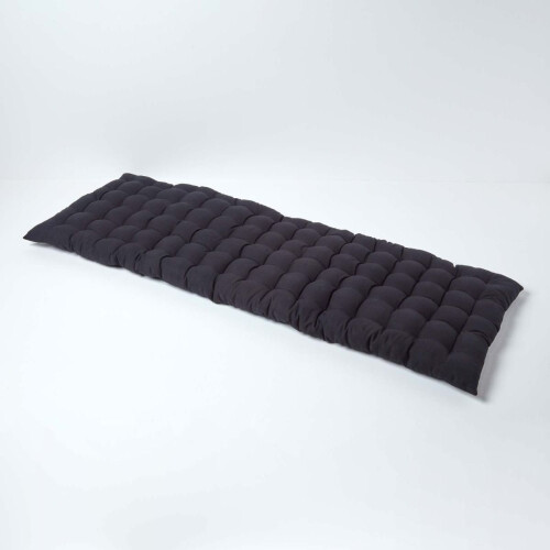 Homescapes (Three Seater, Black) Bench Cushion