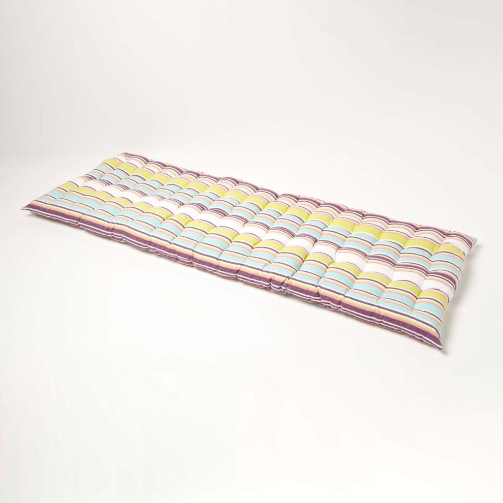 Homescapes (Three Seater) Osaka Stripe Bench Cushion Green