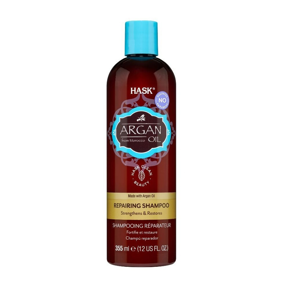Hask Argan Oil Repairing Shampoo 355ml |Nourishes & Strengthens Hair |Restores Damaged Hair |Moisturizing Hair Care from Morocco |Sulfate-Free