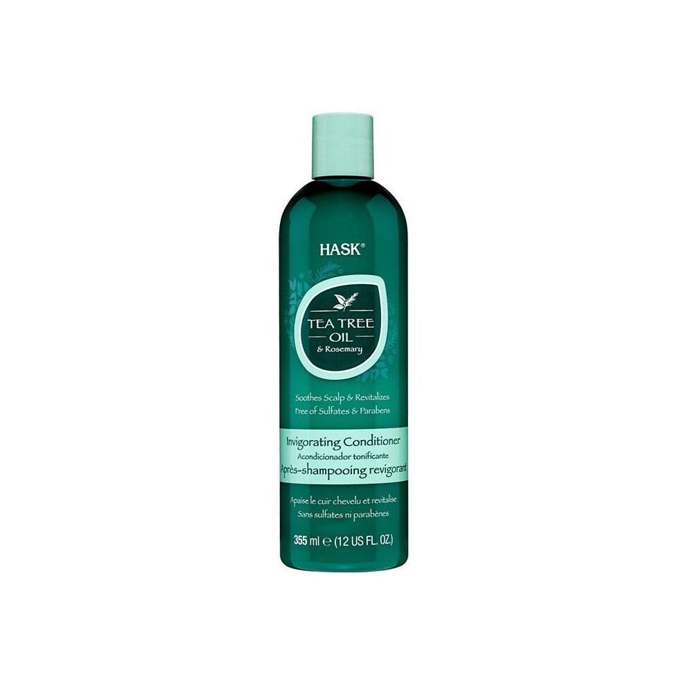 Hask Tea Tree Oil & Rosemary Invigorating Conditioner 355ml |Refreshes & Nourishes Scalp |Soothes Irritation |Hydrating Formula |Sulfate-Free