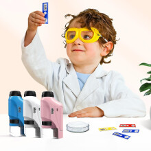 (Pink) Pocket Microscope For Kids Stem Scope Portable Microscope 60-120x Mini Stemscope With Led Light Nature Exploration Gift For