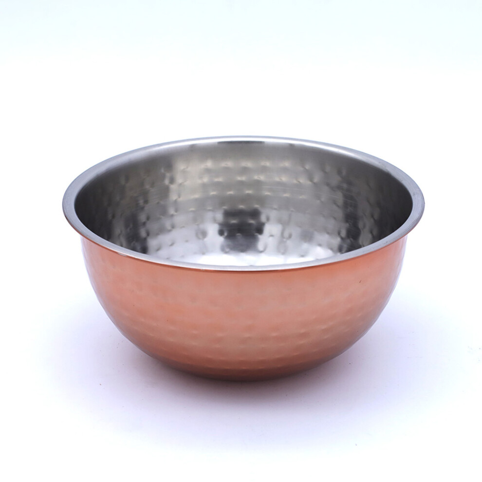 Buckingham Copper Finish Mixing Bowl Stainless Steel Salad Bowl for Kitchen Prepare and Serving Hammered Design 18 cm 1.5 L