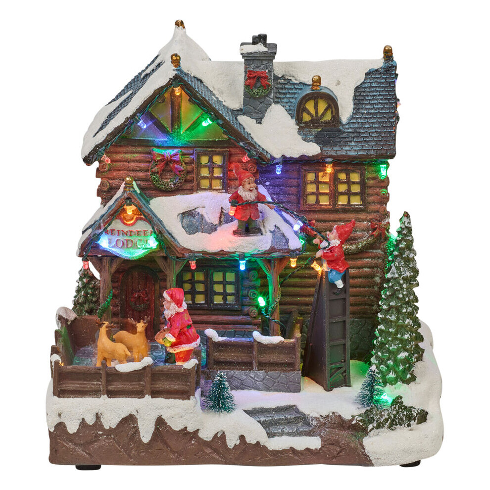 (25cm with Music) Light Up Christmas Festive Village Scene Illuminated LED Decor