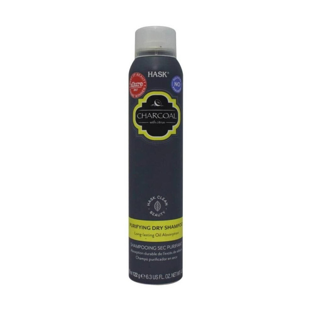 Hask Charcoal Purifying Dry Shampoo 122g |Absorbs Oil & Impurities |Refreshes Hair |Adds Volume |Lightweight Formula |Sulfate-Free for All Hair Types