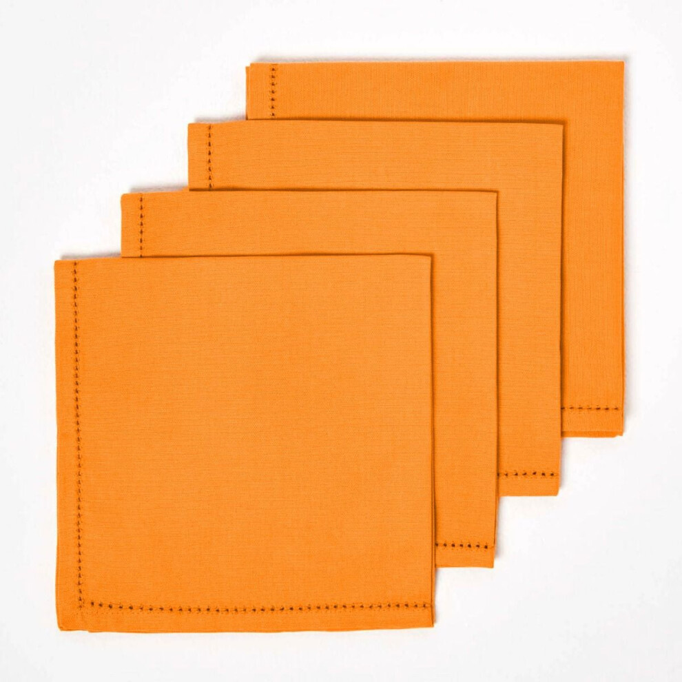 Homescapes (Orange) Cotton Fabric 4 Napkins Set Orange