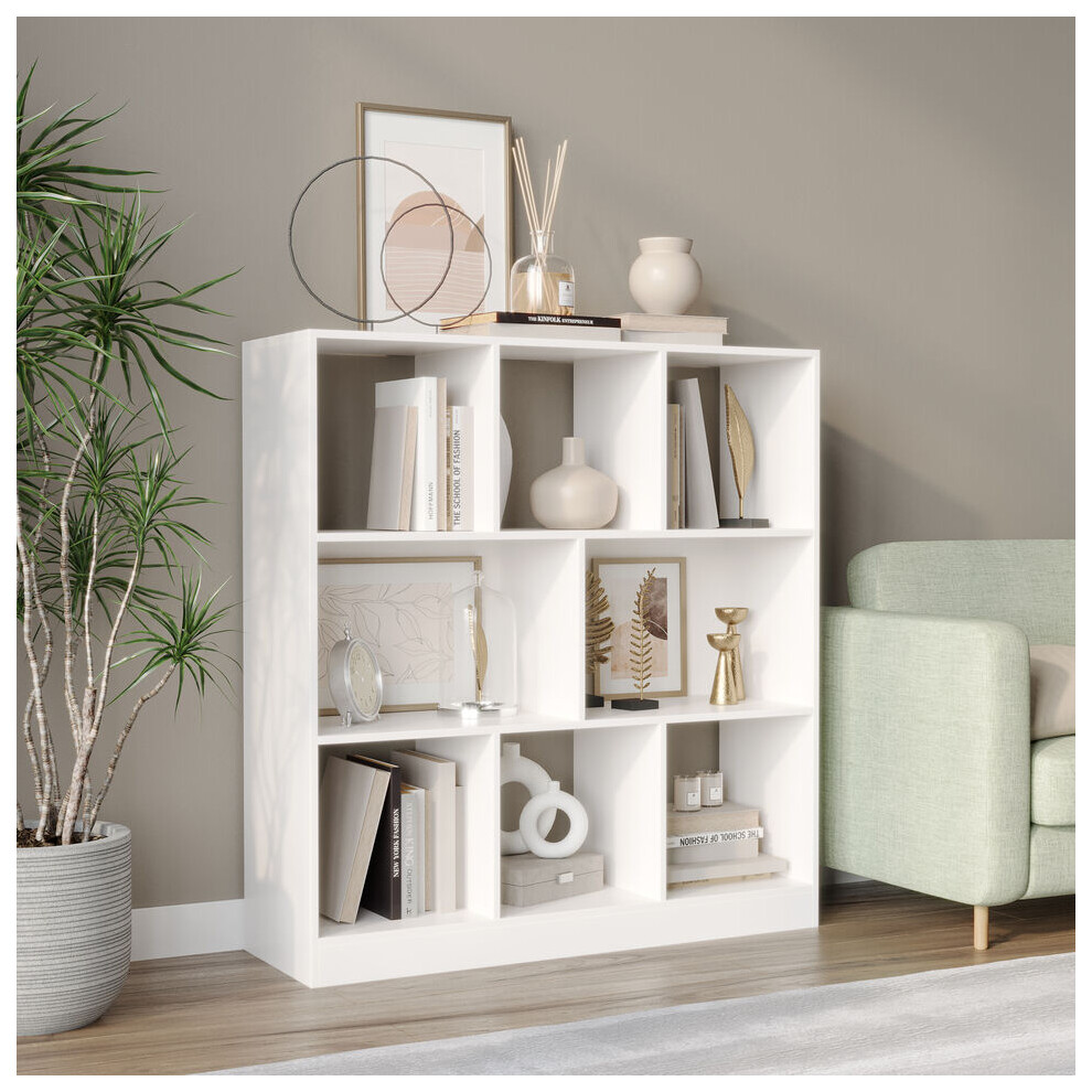 (White) 8 Cube Asymmetrical Storage Cabinet Wooden Bookcase Shelve Square Organiser