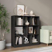 (Black) 8 Cube Asymmetrical Storage Cabinet Wooden Bookcase Shelve Square Organiser
