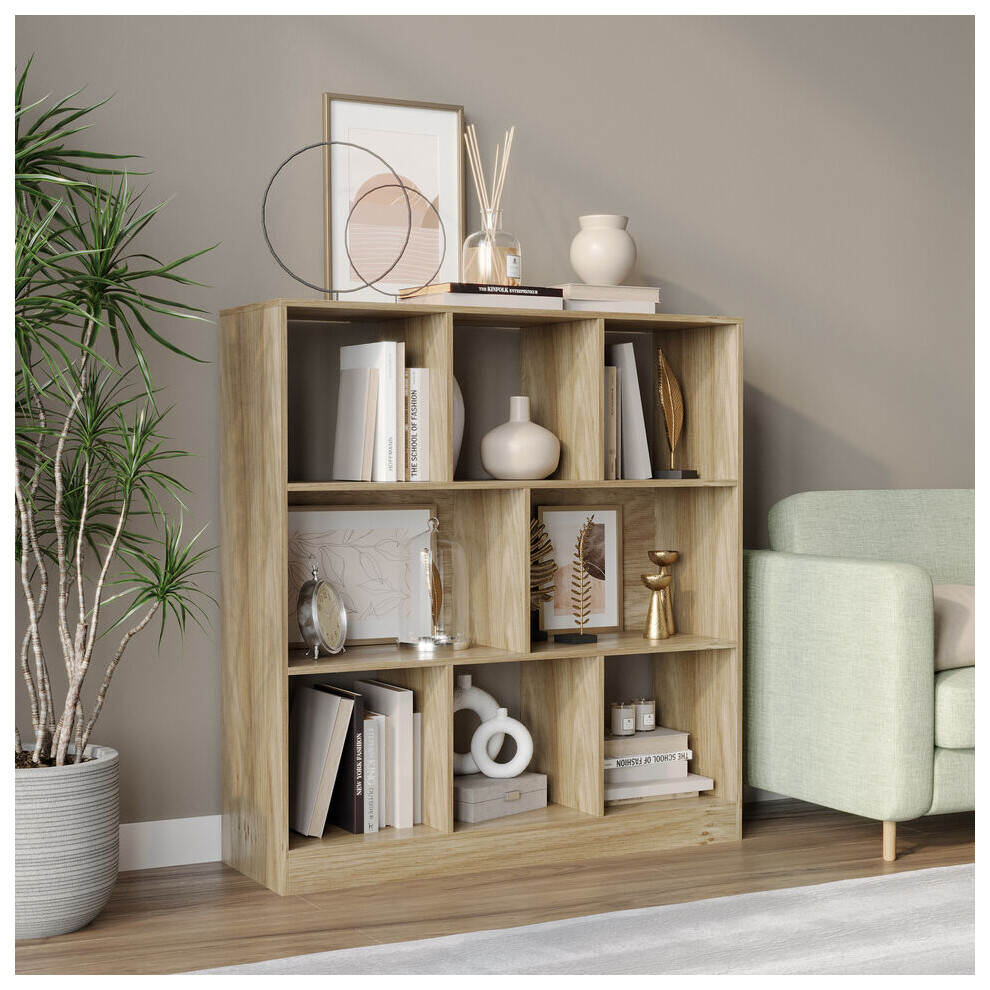 Urbn Living (Oak) 8 Cube Asymmetrical Storage Cabinet Wooden Bookcase Shelve Square Organiser Blue