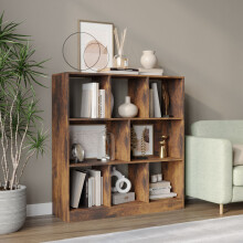 (Rustic Brown) 8 Cube Asymmetrical Storage Cabinet Wooden Bookcase Shelve Square Organiser