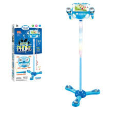 Kids Karaoke Machine With 2 Microphones Adjustable Stand Music Play Toys Set
