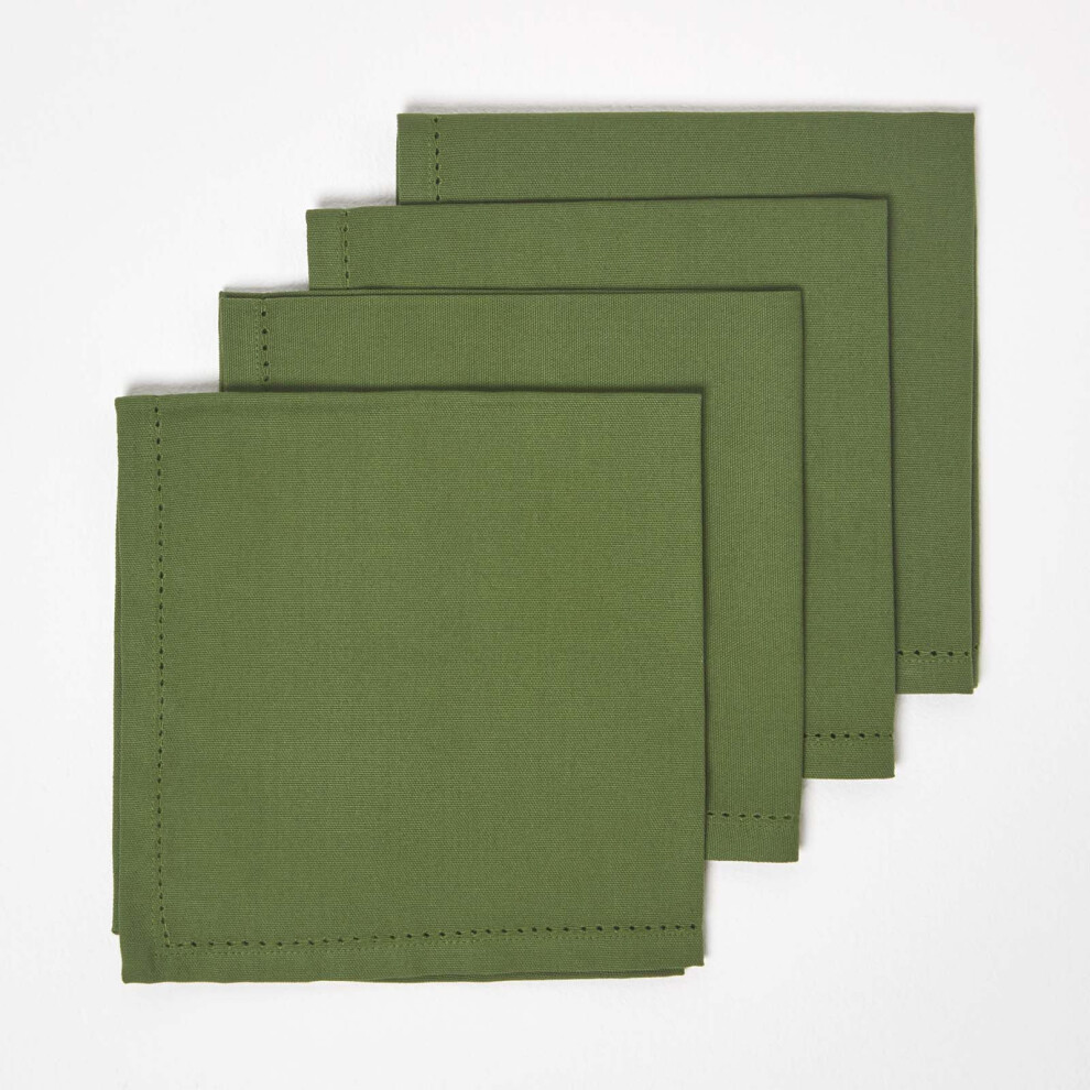 Homescapes ( Olive) Cotton Fabric 4 Napkins Set Dark