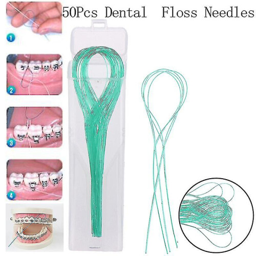 50pcs Dental Floss Threaders Teeth Holder Between Orthodontic Braces Bridge Hilo