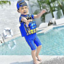 (Style 1, XXL110-120cm 20-30kg) Kids Swimsuit Float Suit Adjustable Buoyancy Cartoon Swimsuit Cap Beach Swimsuit Boys Girls Swimwear