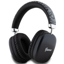 Guess GCube On-Ear Wireless Headphones Black with Metallic Script Logo - Bluetooth, Foldable - GUBHK1GCTCSK