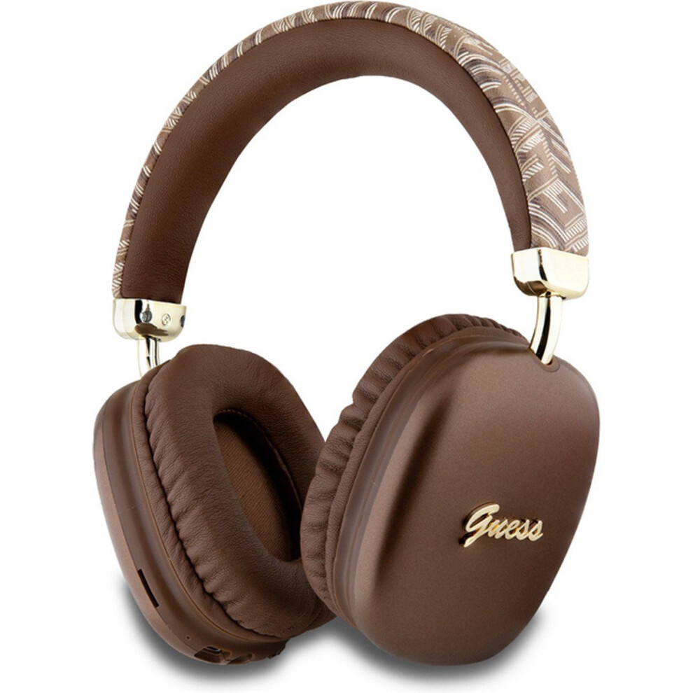 Guess GCube Metallic Script Logo On Ear Wireless Headphone Brown - GUBHK1GCTCSW