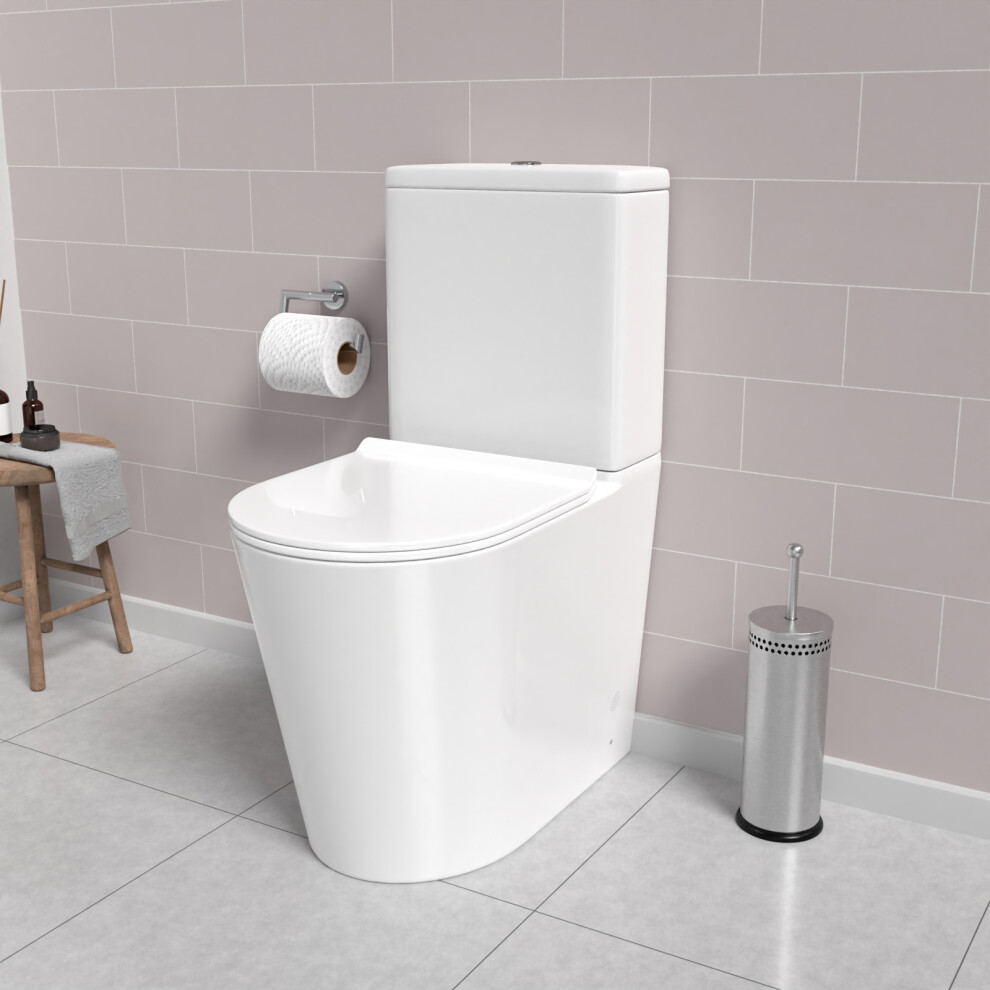 Nes Home Rimless Comfort Height Close Coupled Toilet With Seat & Cistern