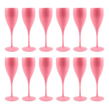 12 Pack Rose Pink Champagne Flutes Plastic Goblet Champagne Cups For Wedding Bridal Shower Bachelorette Party