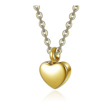 (Gold) Cremation Urn Necklace For Women Men Stainless Steel Ashes Keepsake Pendant Small Heart Memorial Necklace Cremation -aya