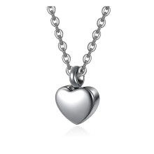 (Silver) Cremation Urn Necklace For Women Men Stainless Steel Ashes Keepsake Pendant Small Heart Memorial Necklace Cremation -aya