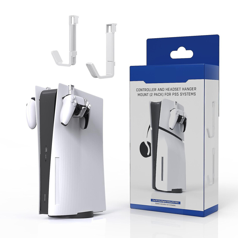 2Pcs Universal Controller Headset Holder Compatible With Ps5/Ps5 Slim Console, Headphone Wall Mount Holder Hanger Hook 7364070865024