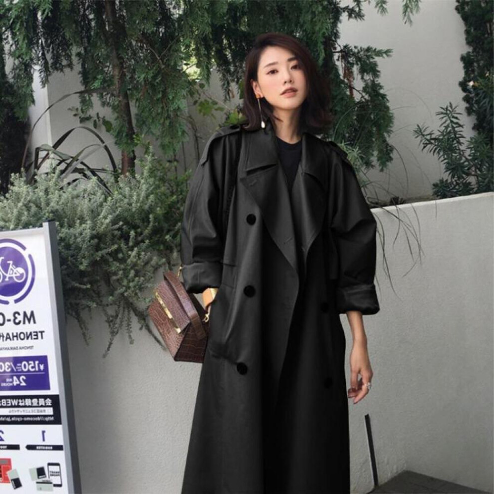 (black, XL) Fashion Women&apos;s Trench Coat  Female Windbreaker Long Sleeve Lady Trend Casual  Wind Coat
