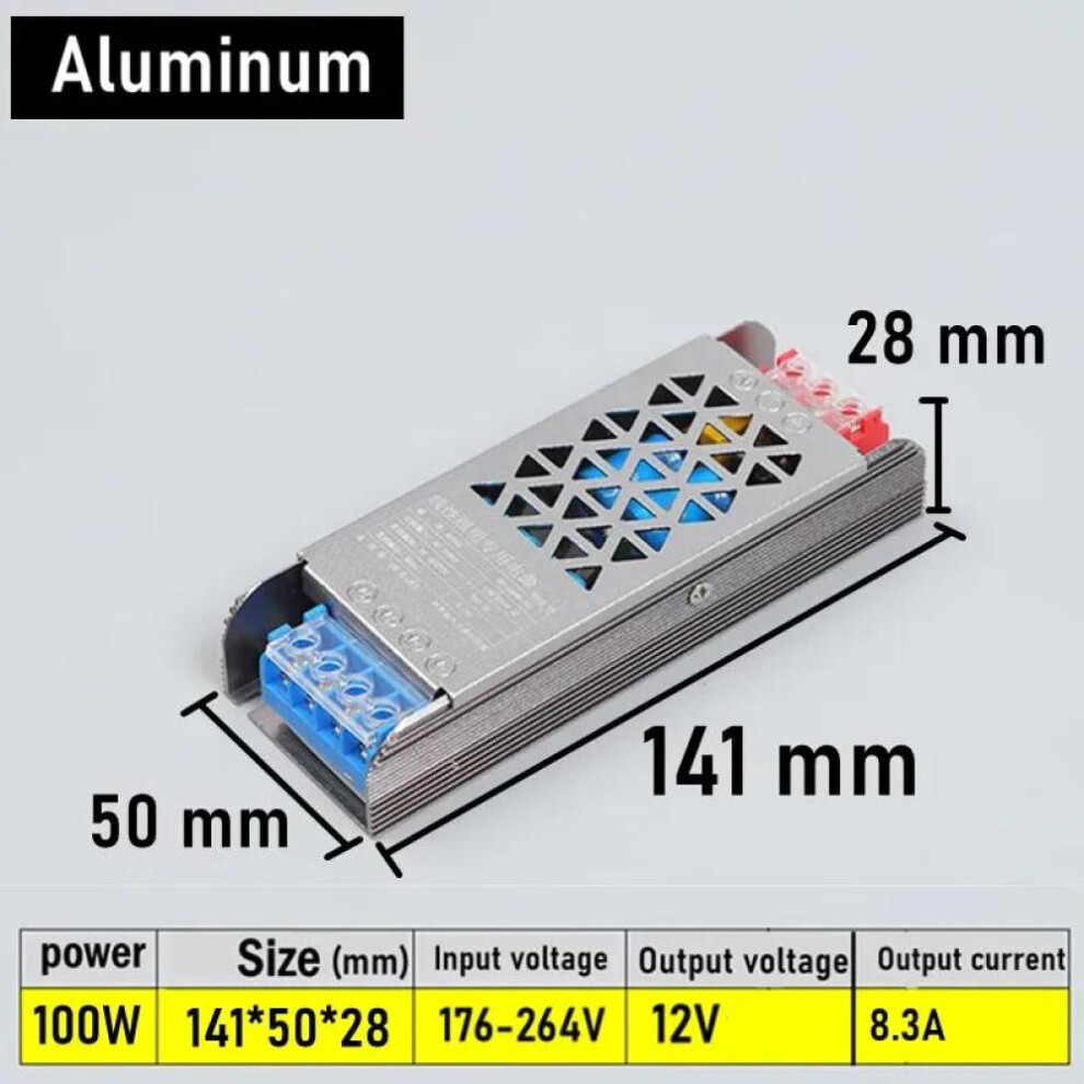(DC12V 100W) Super Thin Ac Dc Transformers 220v To 12v 24v Switching Power Supply 12v 24 V Volt 60w 100w 200w 300w 400w For Home Lighting