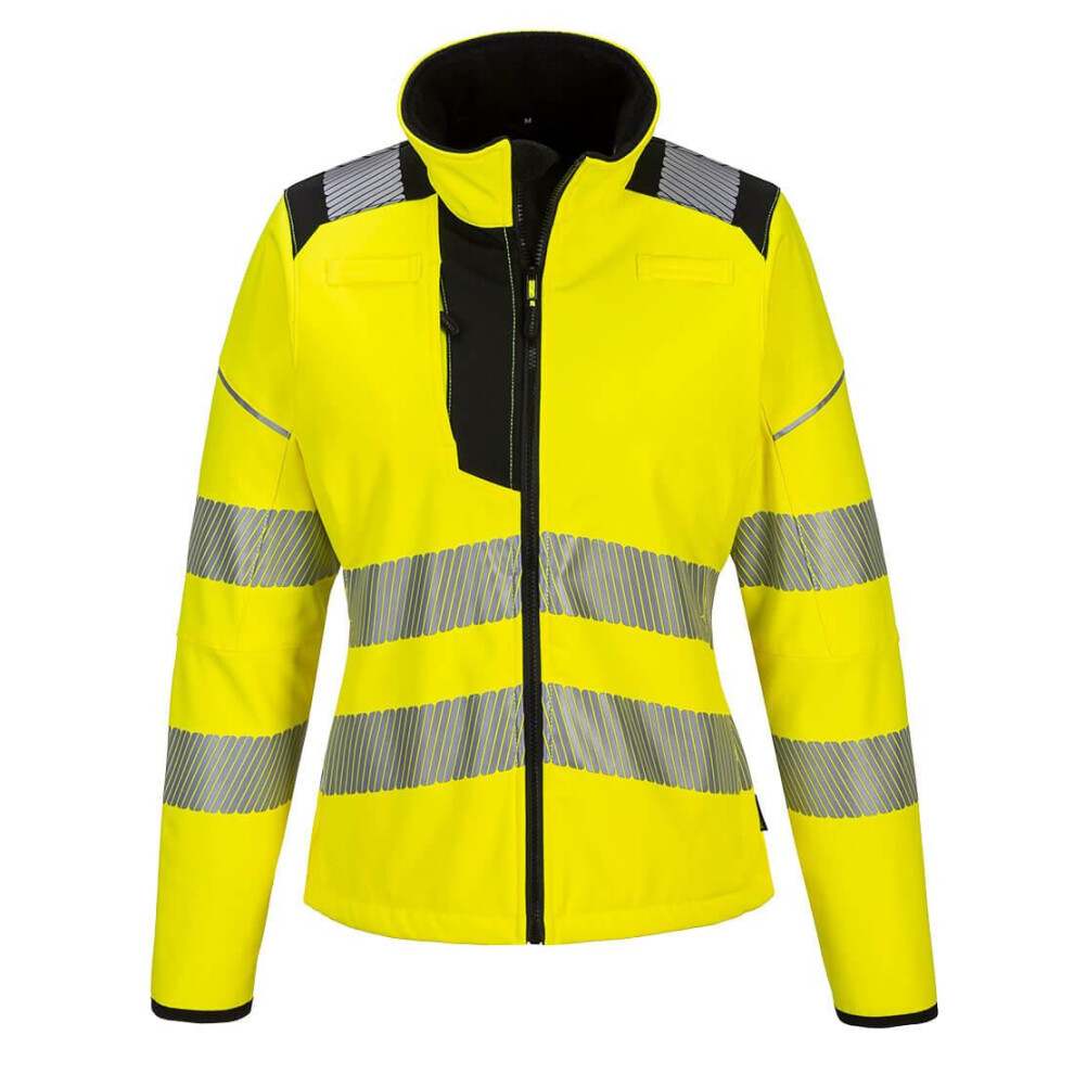 (S, Yellow/Black) Portwest Womens/Ladies Hi-Vis Soft Shell Jacket