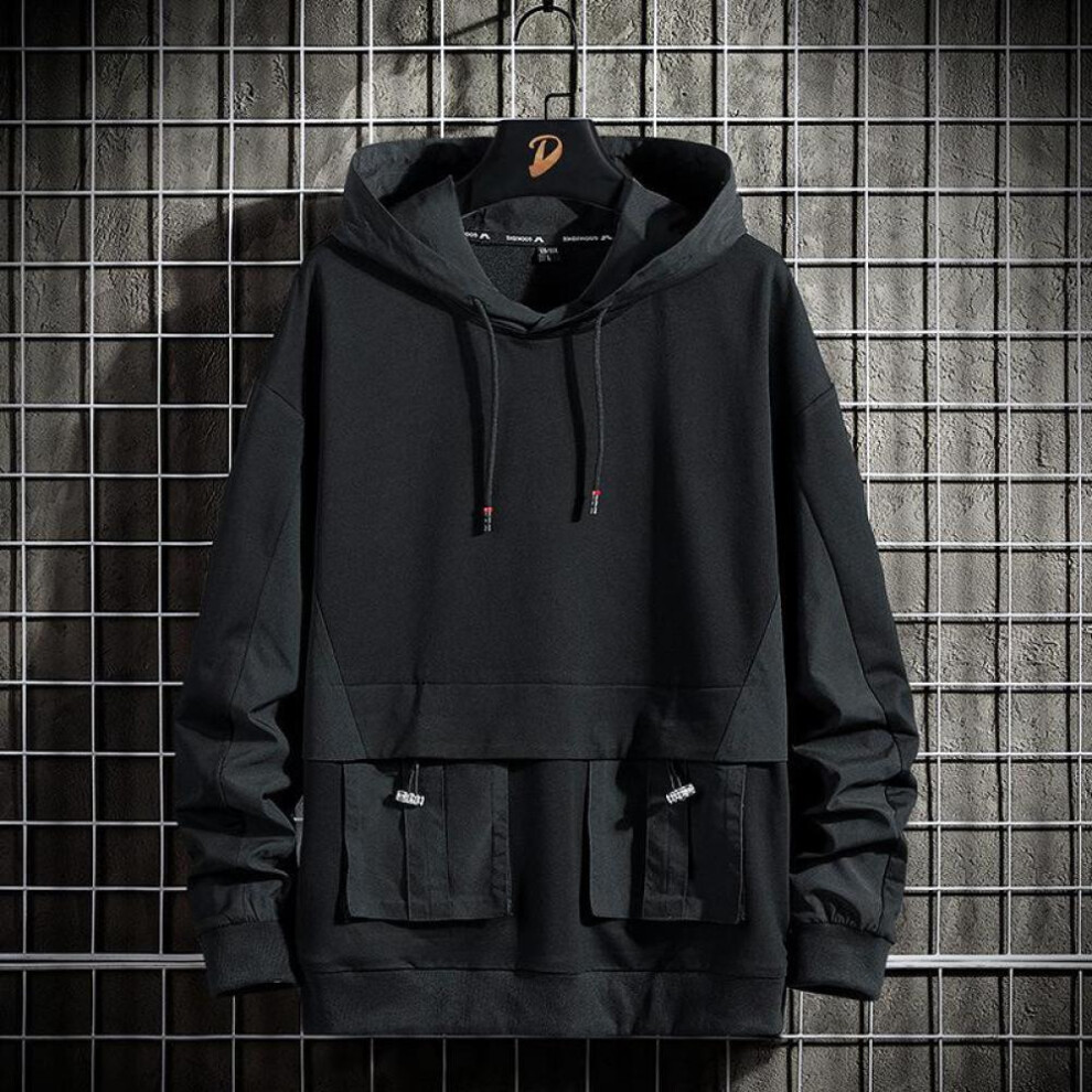 (black, XXXXL) Hooded Sweater Men S Loose Top Clothes Fat Man Plus Size Coat