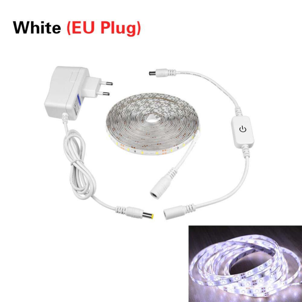 (white, 5m EU Plug) Dimmable Led Strip Light Touch Sensor Switch Led Under Cabinet Light 1m 2m 3m 4m 5m Led Wardrobe Lamp Kitchen Lighting Eu Plug