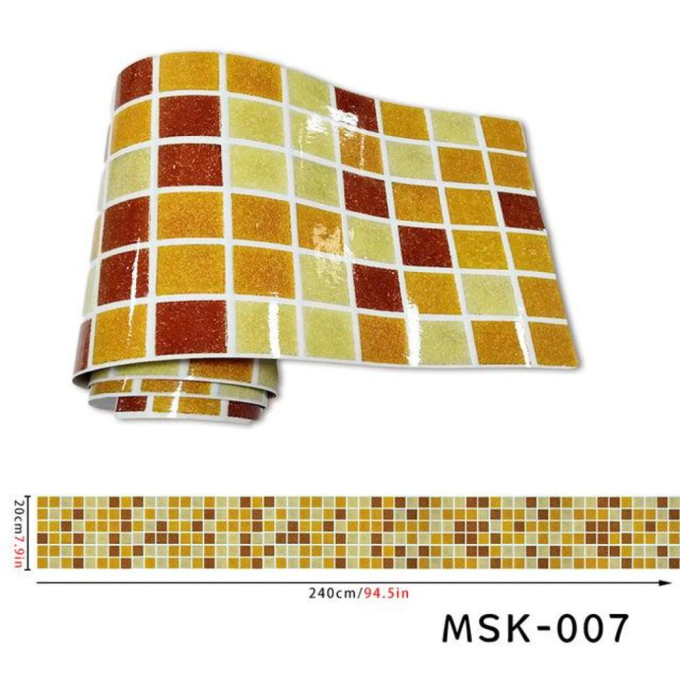 (MSK007) Colorful Mosaic Wall Tiles Stickers And Self-adhesive Removable Bathroom Kitchen Tile Decals Waterproof Mosaic Decorative Sticker Roll 20*240cm