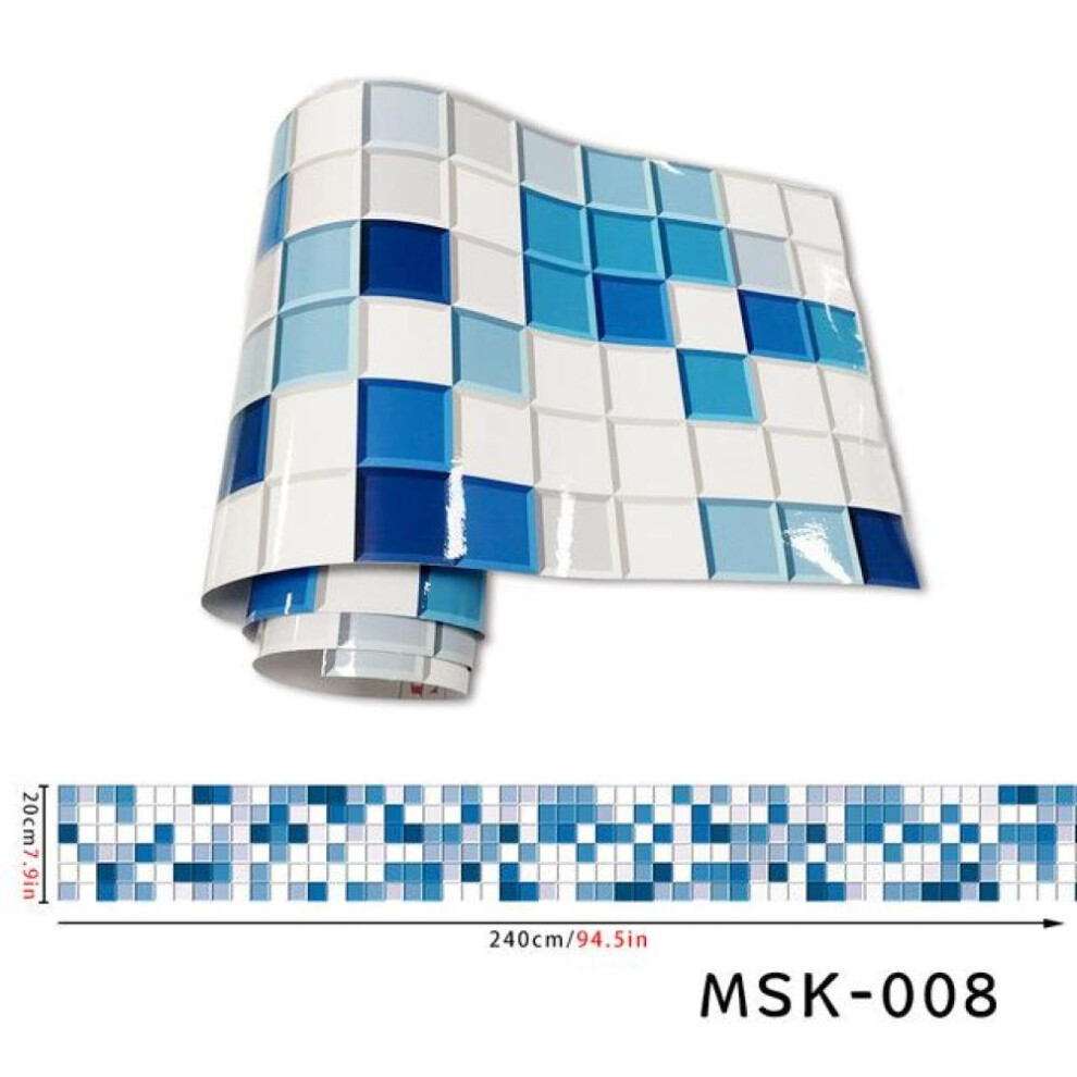 (MSK008) Colorful Mosaic Wall Tiles Stickers And Self-adhesive Removable Bathroom Kitchen Tile Decals Waterproof Mosaic Decorative Sticker Roll 20*240cm