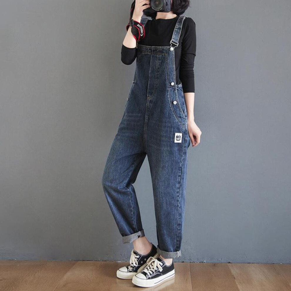 (blue, XXL) Danmo Spring Summer Denim Jumpsuits Women Casual Denim Overalls For Women Ankle-length Jeans Jumpsuit Womens Rompers Loose Plus Size
