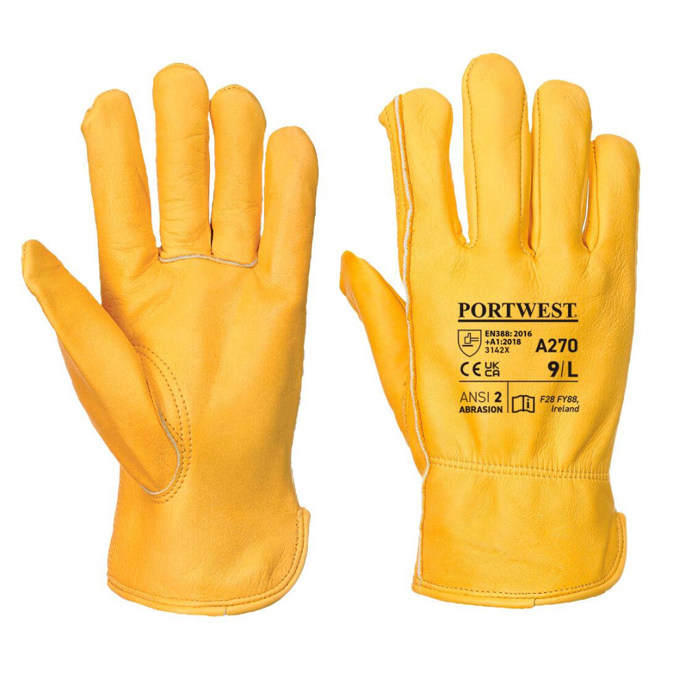 (L, Tan) Portwest A270 Classic Leather Driver Gloves