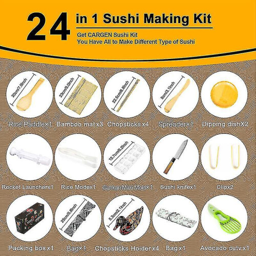 24pcs Sushi Making Kit All In One Bazooka Roller Set for Beginners Professionals 1
