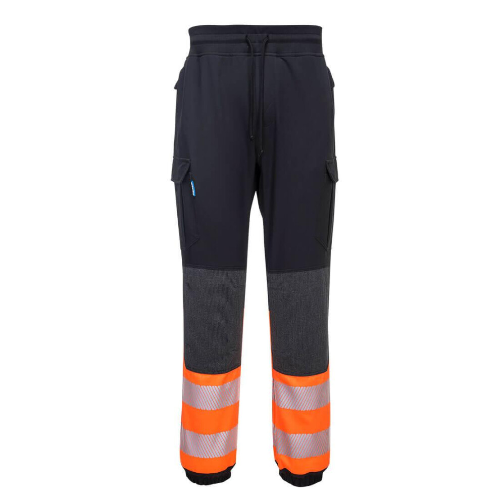 (XXL R, Black/Orange) Portwest Mens KX3 Hi-Vis Flexible Jogging Bottoms