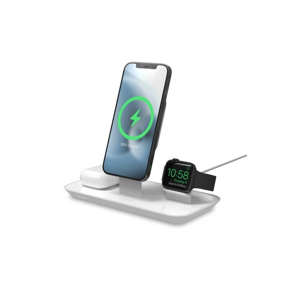 Mophie 3-in-1 Ständer für Kabellos Euro 2 Pin Ladegerät Magnetisch IPHONE Uhr QI