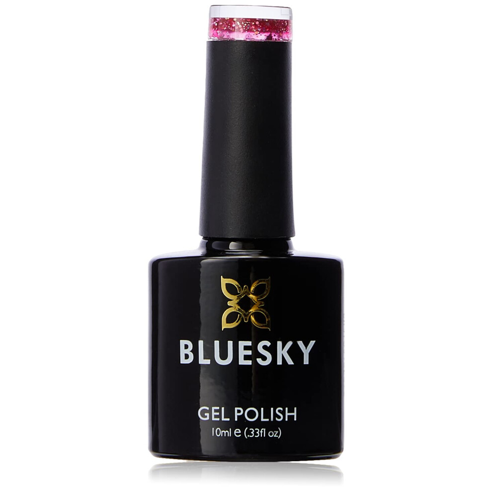 Bluesky Gel Polish, Barbie Hot Pink, BLZ5, 10 ml, Gel Dissolvable Nail Polish, Pink, Neon, Glitter (Curing Under UV/LED Lamp Required) Pack (x)