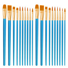 Paint Brushes 20 PCS Nylon Hair Paint Brushes Set for Acrylic Oil Watercolor Gouache Painting Face Paint Brushes for Children and Adults (Blue)