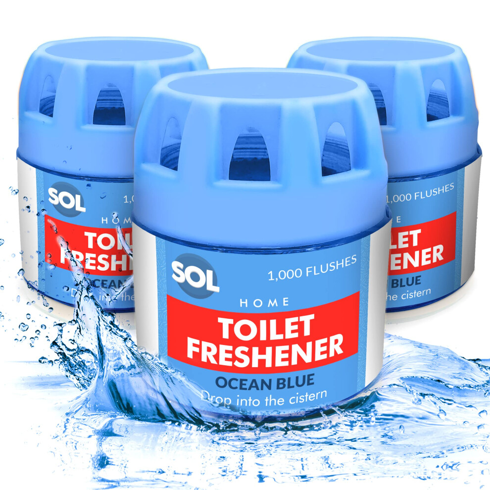 3pk Toilet Fresheners x 70g | Each Ocean Scented Blue Toilet Cistern Blocks Lasts for 1000 Flushes | Toilet Cleaner for Cistern Prevents Limescale |