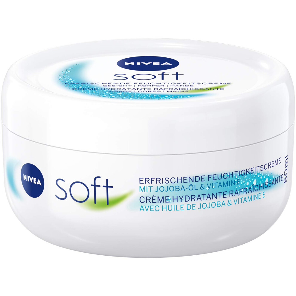 Soft Refreshing Moisturising Cream (50 ml), Nourishing Soft Cream with Vitamin E and Jojoba Oil, Fast Absorbing Skin Cream