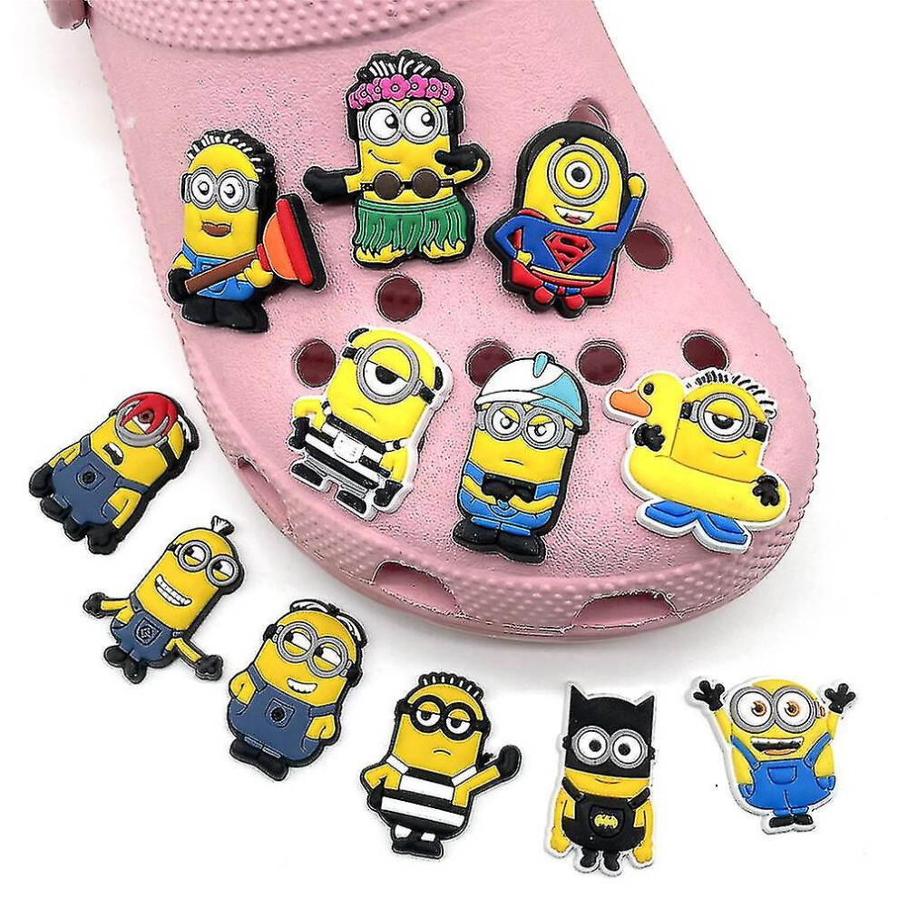 12pcs Minions Despicable Me Theme Crocs Shoe Charms for Diy Crocs Clog Sandals Decoration Charms Shoes Accessories Set Gifts